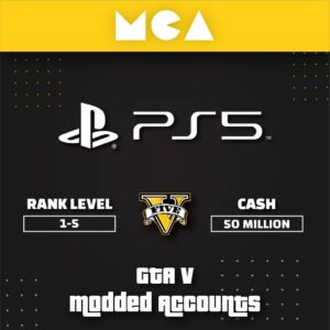 PS5 GTA V ONLINE MODDED ACCOUNT WITH 50 MILLION in CASH + CARS & RP LEVEL 1-5